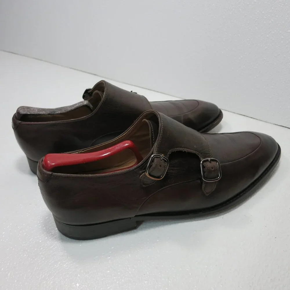 3D M Lifestyles 8 Monk Strap Oil Tanned Leather Oxfords Shoes Mens sz US 9
